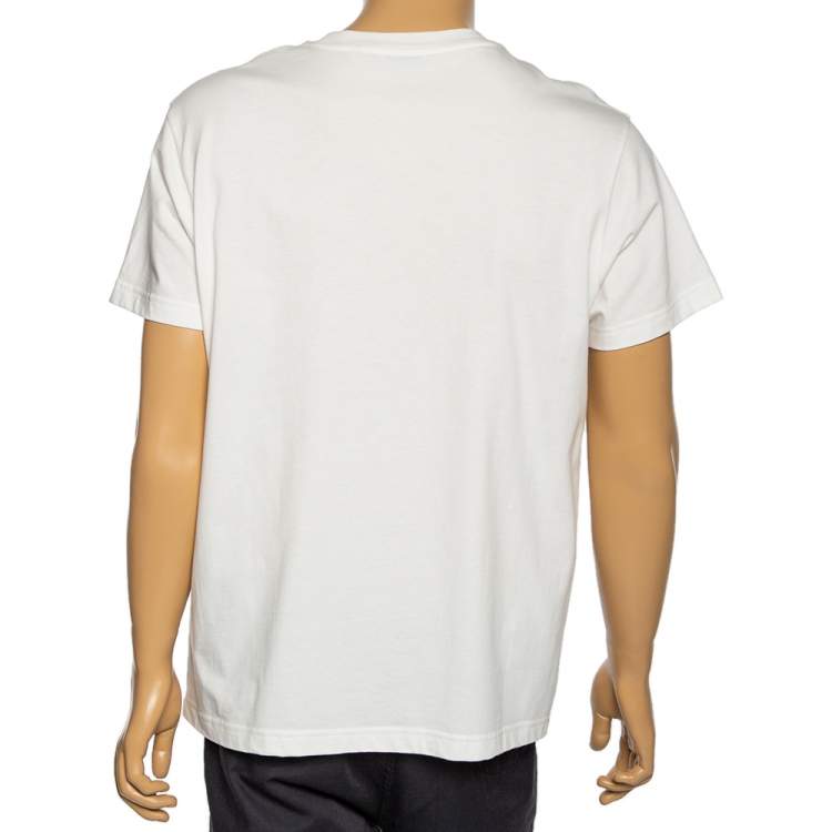 Pre Owned Moncler 5 Craig Green White Logo Printed Cotton Crewneck T-Shirt L 
