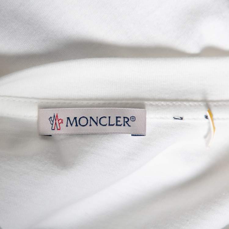 Pre Owned Moncler 5 Craig Green White Logo Printed Cotton Crewneck T-Shirt L 