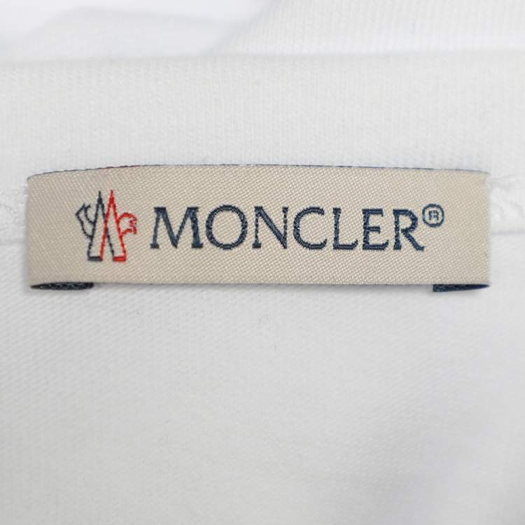 Pre Owned Moncler White Logo Printed Cotton Roundneck T-Shirt S