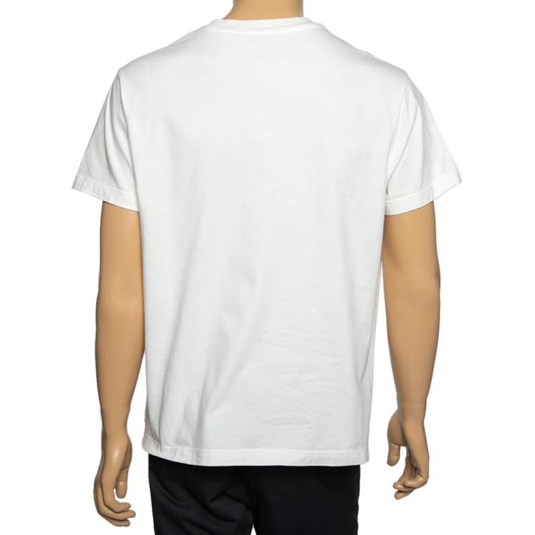 Pre Owned Moncler 5 Craig Green White Logo Printed Cotton Crewneck T-Shirt L 