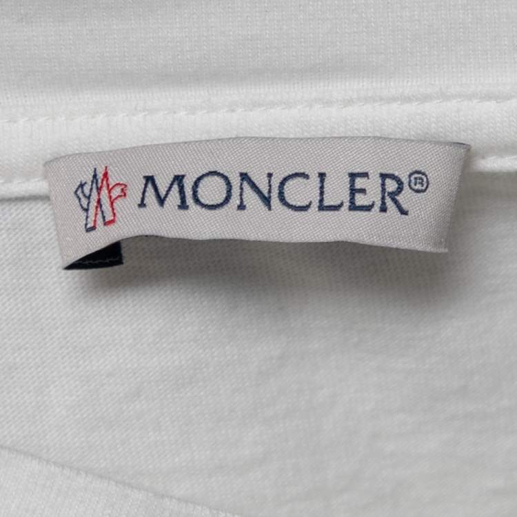 Pre Owned Moncler 5 Craig Green White Logo Printed Cotton Crewneck T-Shirt L 
