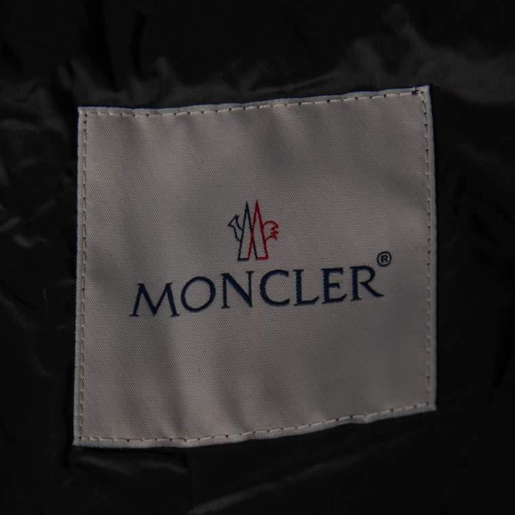 Pre Owned Moncler x Palm Angels Black Synthetic Hooded Parka XS