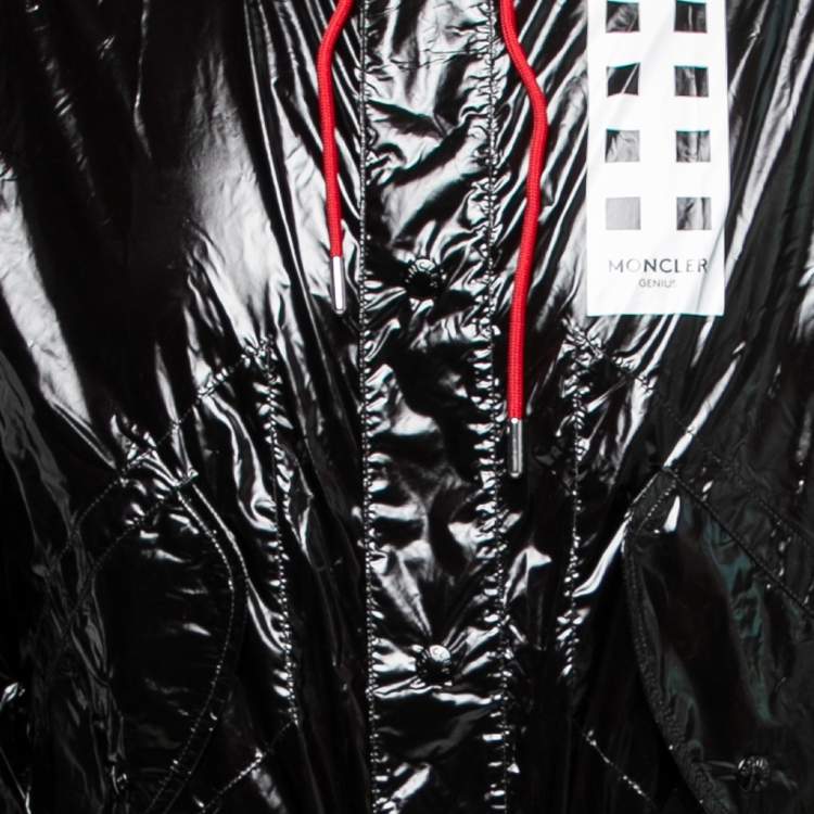 Pre Owned Moncler x Palm Angels Black Synthetic Hooded Parka XS