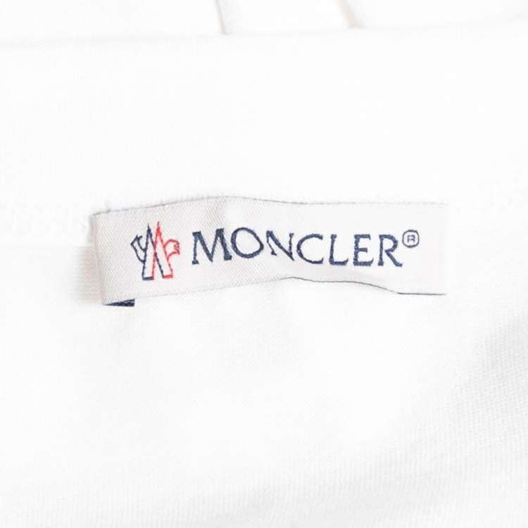 Pre Owned Moncler White Cotton Side Zipper Detailed Crew Neck T-Shirt S