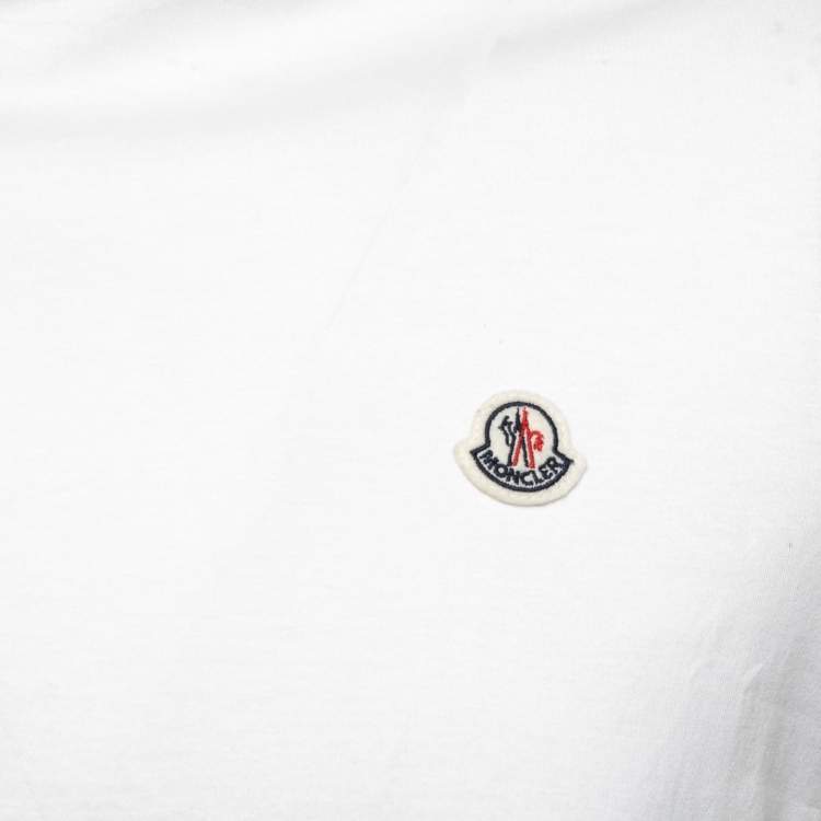 Pre Owned Moncler White Cotton Side Zipper Detailed Crew Neck T-Shirt S