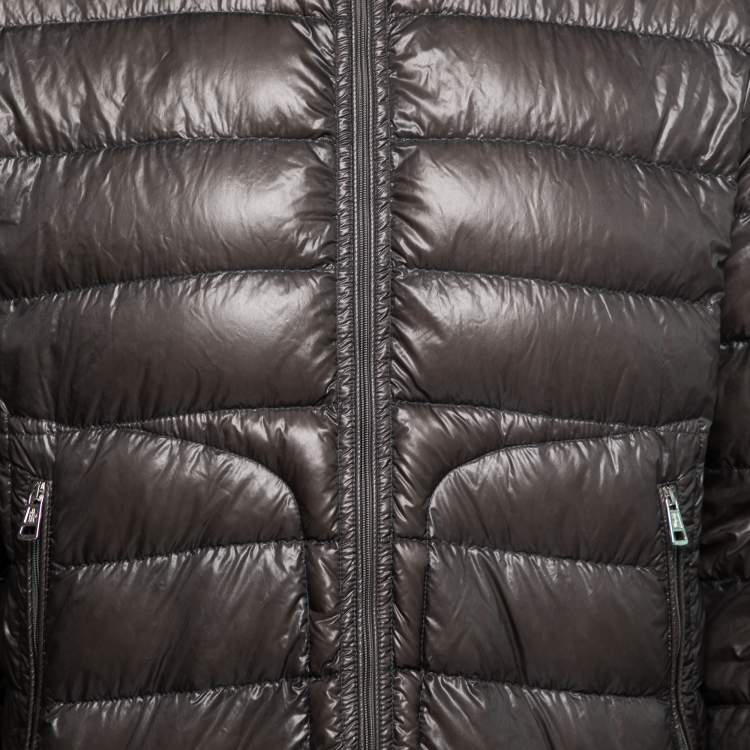 Pre Owned Moncler Grey Quilted Synthetic Zip Front Jacket M
