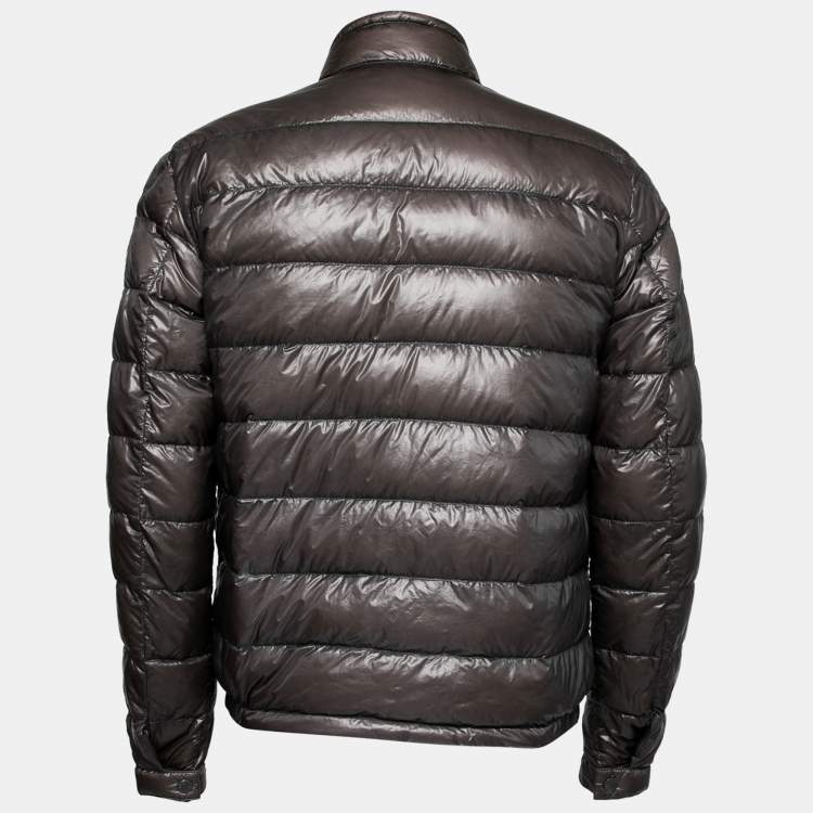 Pre Owned Moncler Grey Quilted Synthetic Zip Front Jacket M