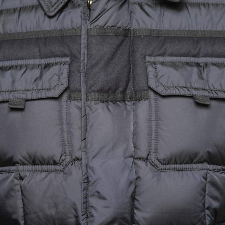 Pre Owned Moncler Navy Blue Synthetic Down Puffer Jacket M