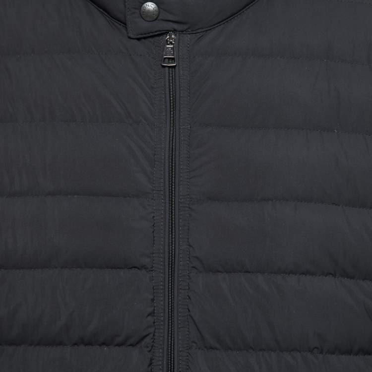 Pre Owned Moncler Black Down Synthetic Acorus Zip Front Jacket 4XL