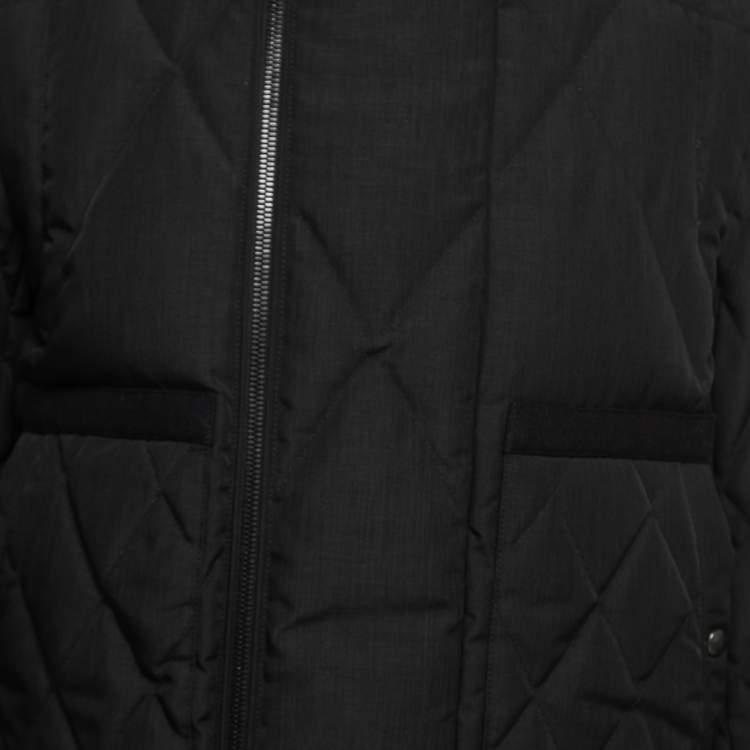 Pre Owned Moncler Black Synthetic Diamond Quilted Down Jacket L
