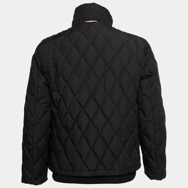 Pre Owned Moncler Black Synthetic Diamond Quilted Down Jacket L