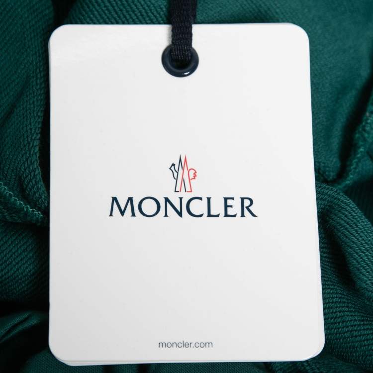 Pre Owned Moncler Green Cotton Logo Patch Side Zip Joggers XL