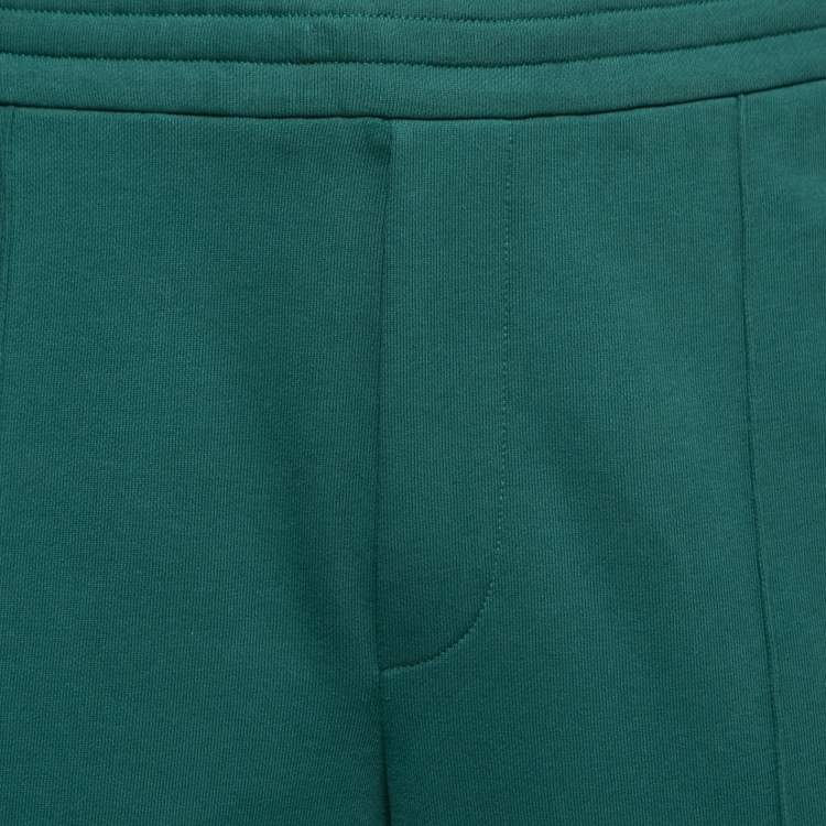 Pre Owned Moncler Green Cotton Logo Patch Side Zip Joggers XL