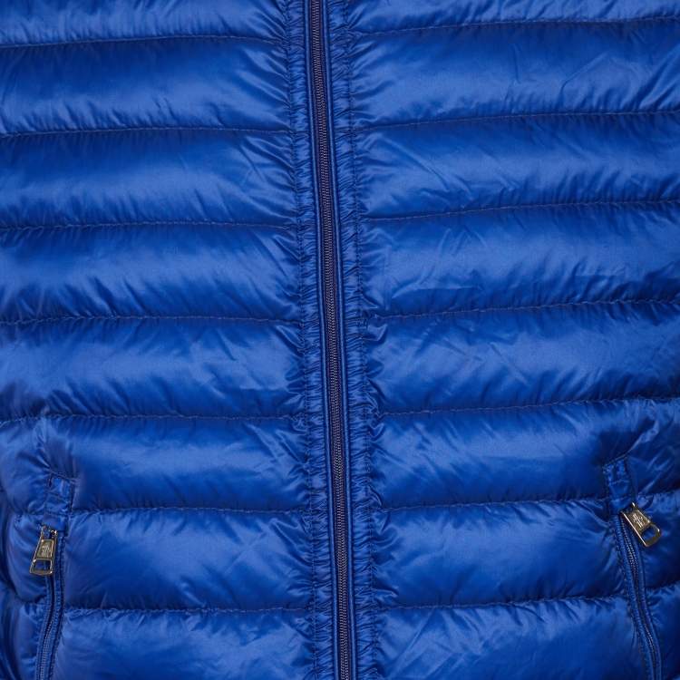 Pre Owned Moncler Blue Synthetic Quilted Lightweight Jacket L