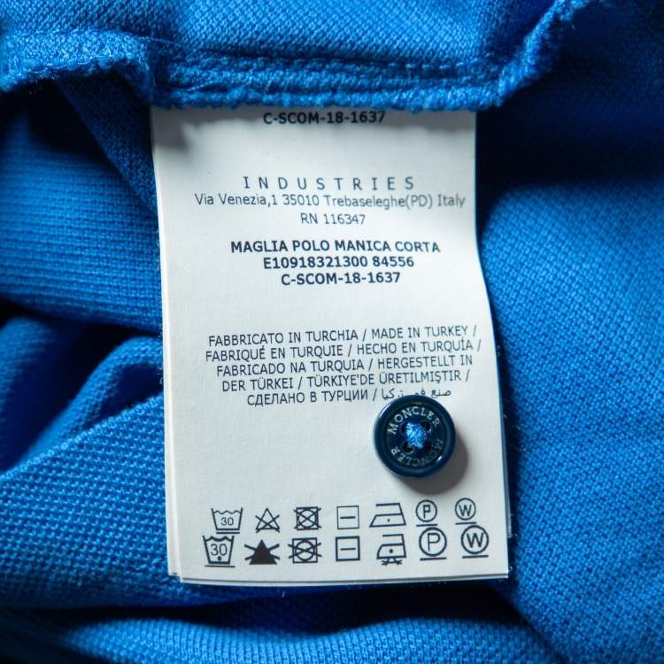 Pre Owned Moncler Blue Cotton Pique Logo Trim Polo T-Shirt XXL