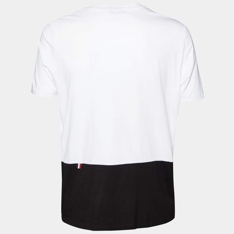 Pre Owned Moncler Monochrome Logo Printed cotton Knit Crewneck T-Shirt M