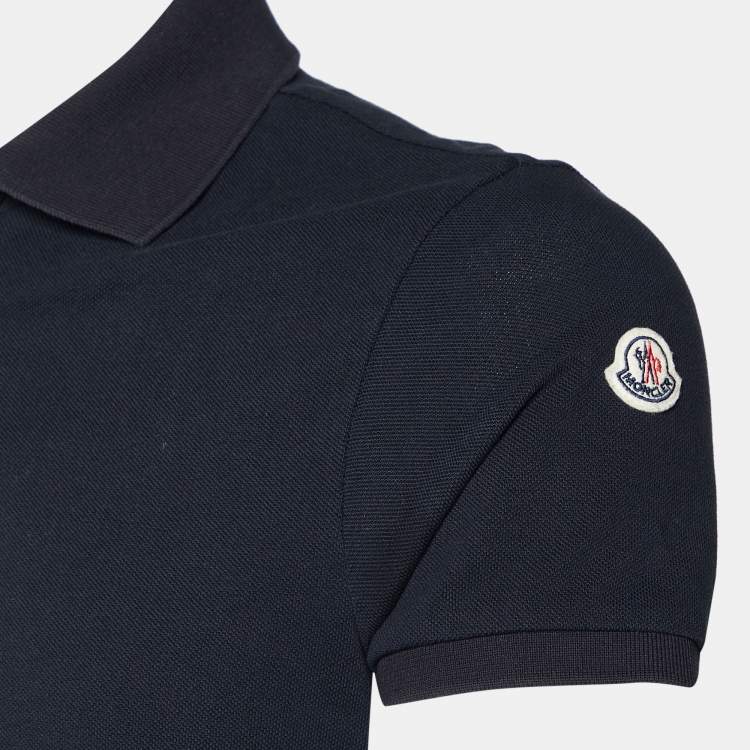 Pre Owned Moncler Navy Blue Cotton Pique Polo T-Shirt S