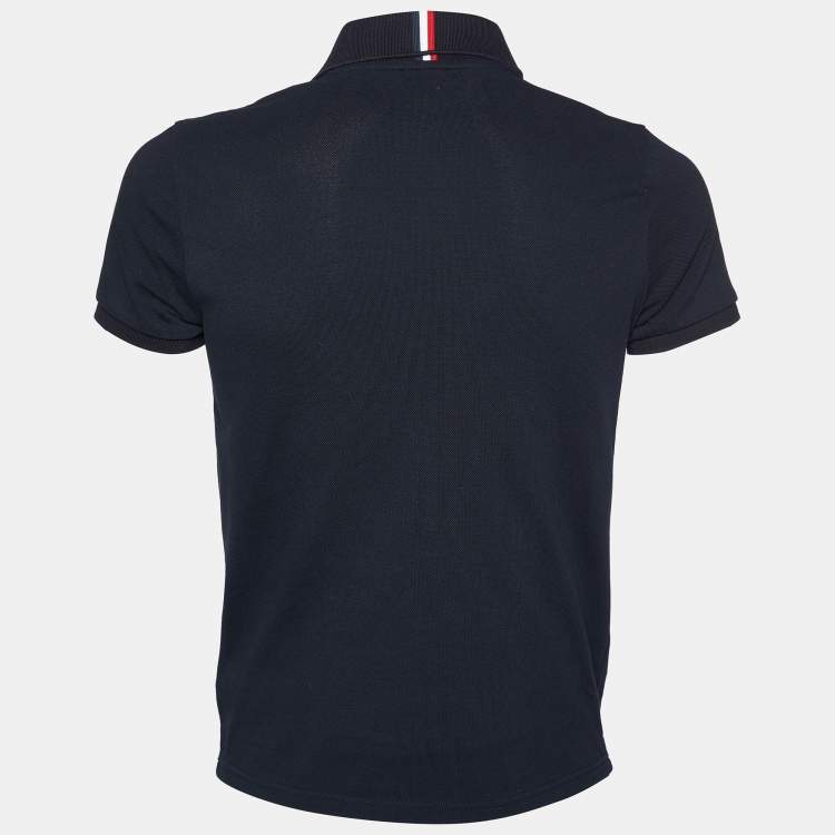 Pre Owned Moncler Navy Blue Cotton Pique Polo T-Shirt S