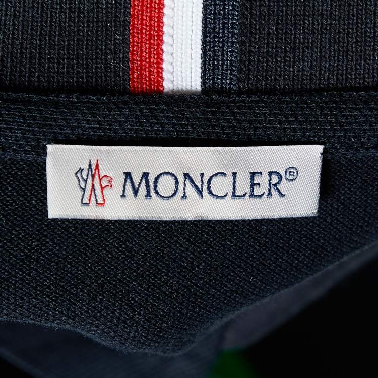 Pre Owned Moncler Navy Blue Cotton Pique Polo T-Shirt S