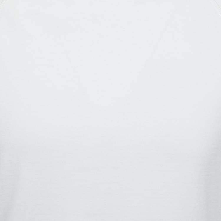 Pre Owned Moncler White/Yellow Print Cotton Crew Neck Half Sleeve T-Shirt XS