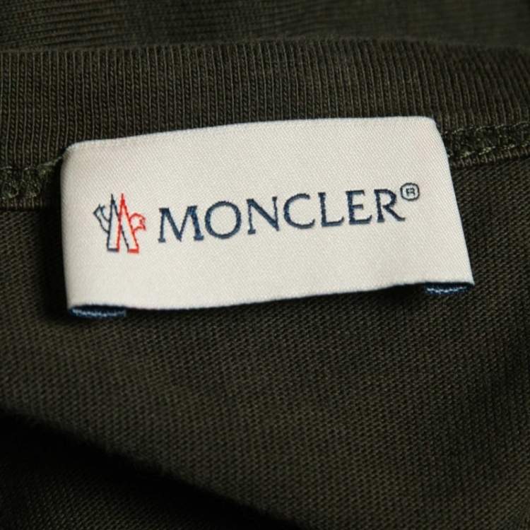 Pre Owned Moncler Military Green Cotton Crew Neck Long Sleeve T-Shirt XL