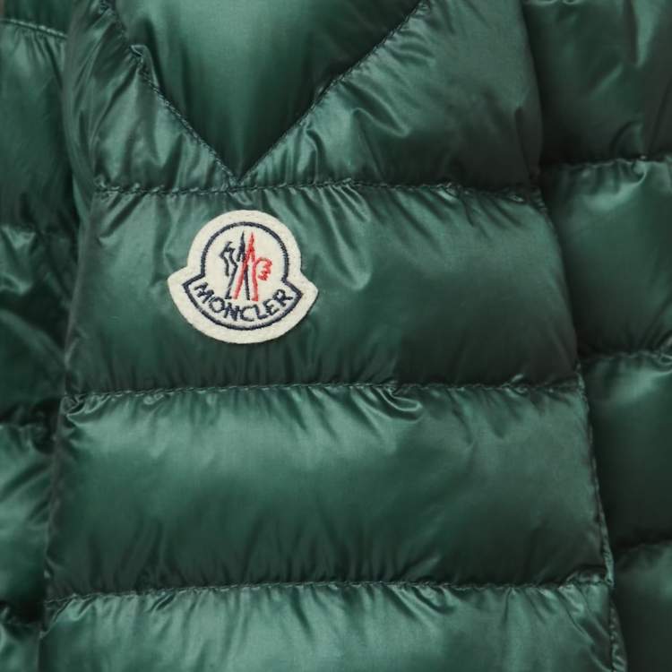 Pre Owned Moncler Dark Green Quilted Nylon Zip Front Down Jacket XXL 