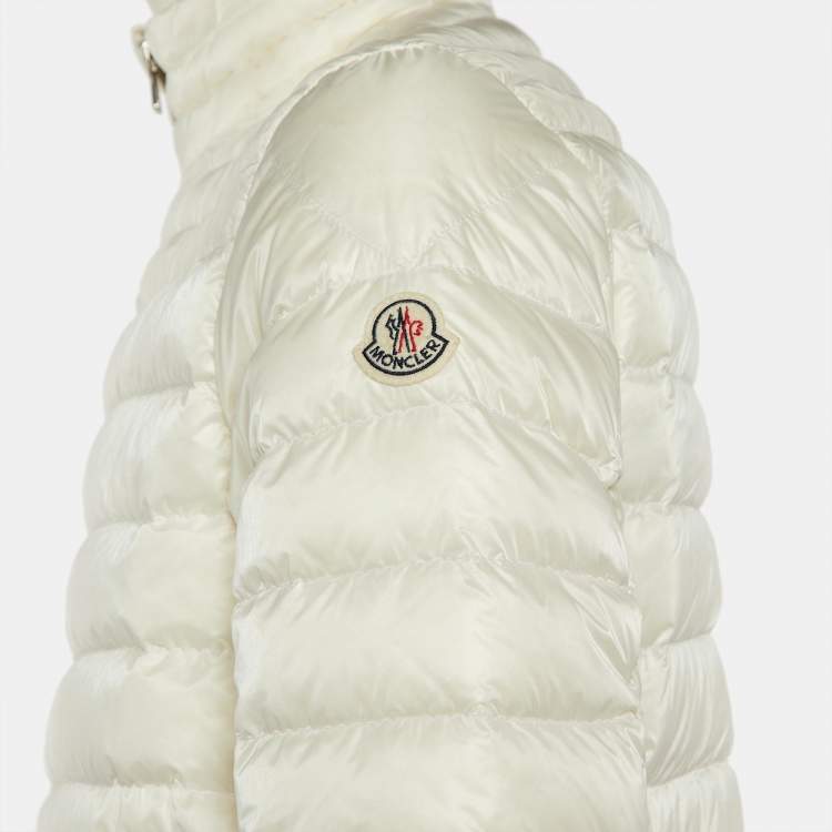Pre Owned Moncler White Quilted Synthetic Daniel Jacket L