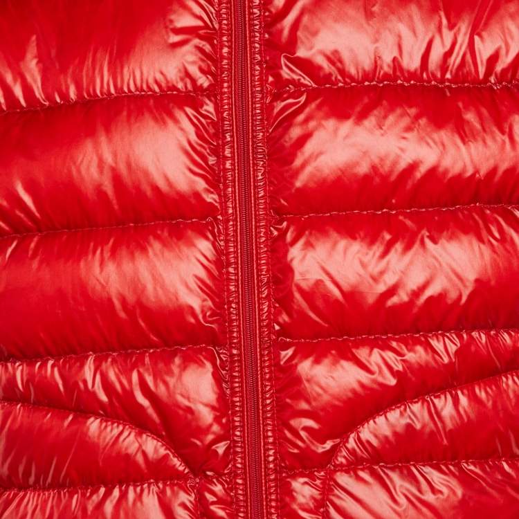Pre Owned Moncler Red Synthetic Quilted Acorus Jacket XL