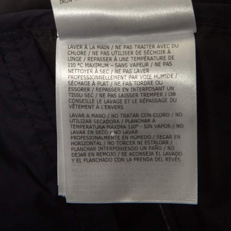 Pre Owned Moncler Silver/Navy Blue Synthetic Quinic Hooded Jacket L