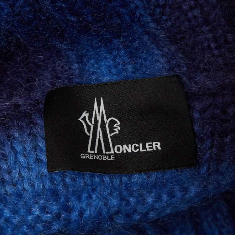 Pre Owned Moncler Blue Tye Dye Printed Mohair Knit Sweater XL