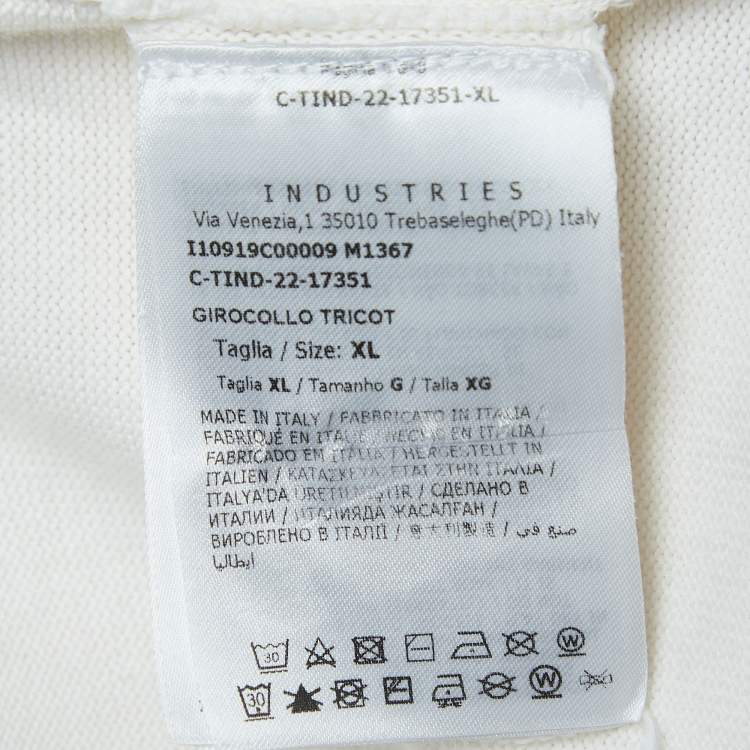 Pre Owned Moncler Off White Logo Embossed Cotton Knit Jumper XL