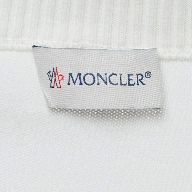 Pre Owned Moncler Off White Logo Embossed Cotton Knit Jumper XL