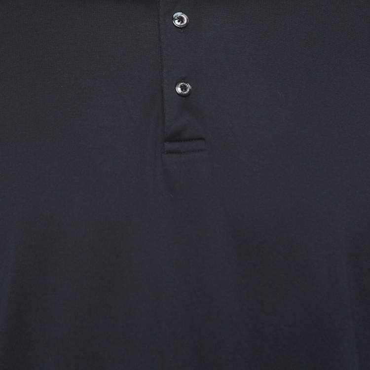 Pre Owned Moncler Black Cotton Long Sleeve Polo T-Shirt L