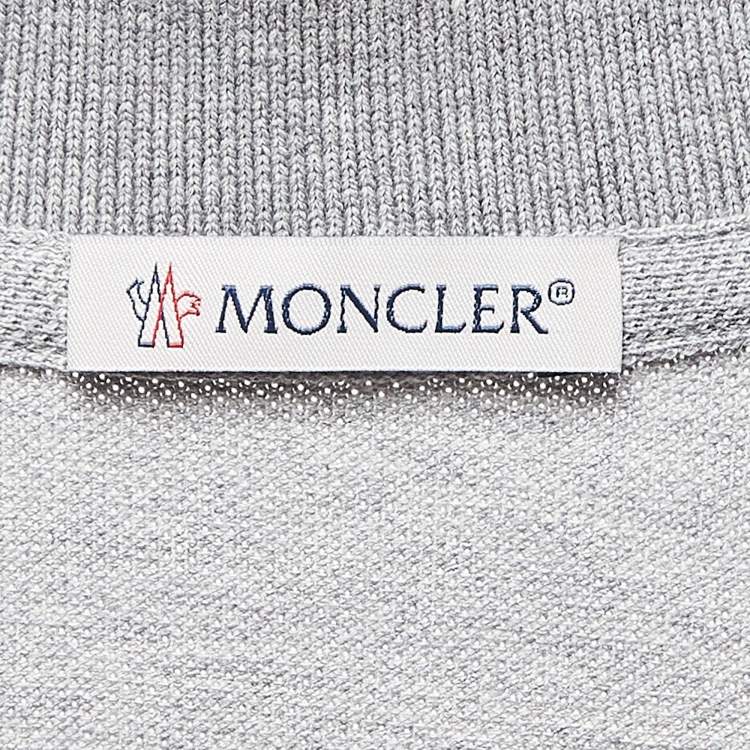 Pre Owned Moncler Grey Cotton Pique Logo Patch Polo T-Shirt M