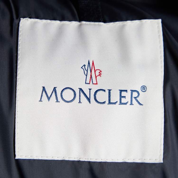 Pre Owned Moncler Navy Blue Wool Fur Hooded Rethel Puffer Jacket M