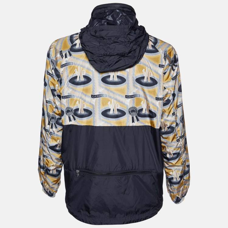 Pre Owned Moncler X Fergus Purcell Black Printed Nylon Octa Jacket XL