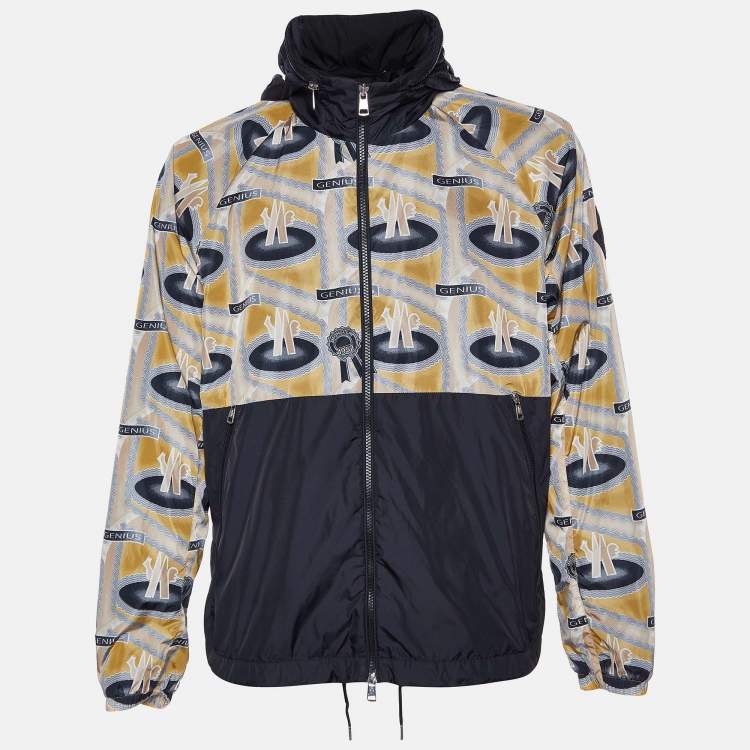 Pre Owned Moncler X Fergus Purcell Black Printed Nylon Octa Jacket XL
