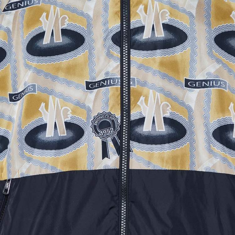 Pre Owned Moncler X Fergus Purcell Black Printed Nylon Octa Jacket XL