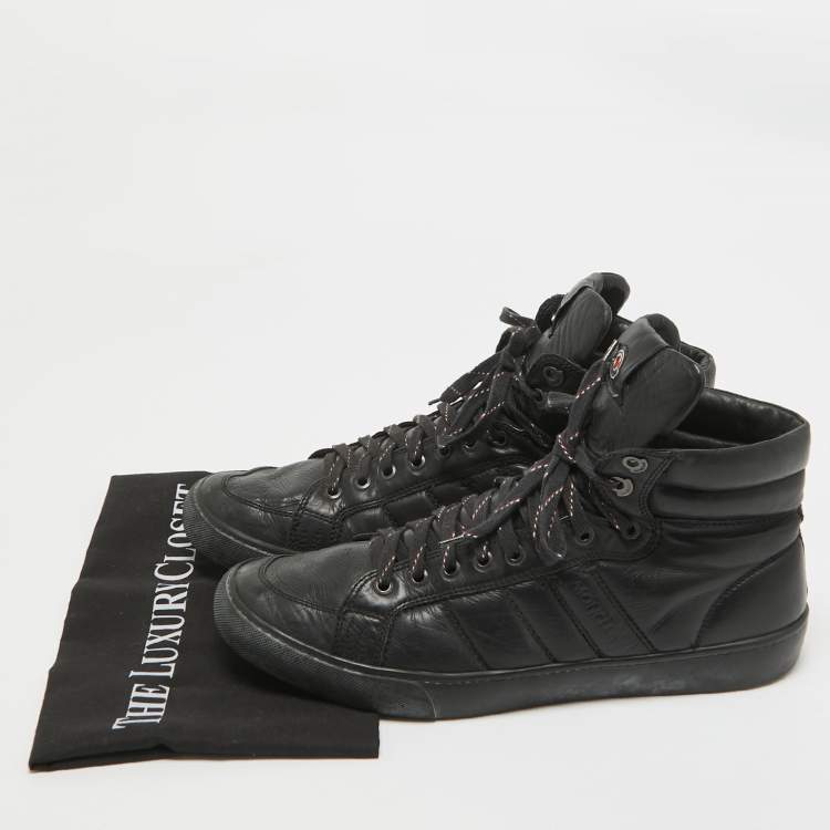 Pre Owned Moncler Black Leather High Top Sneakers Size 44