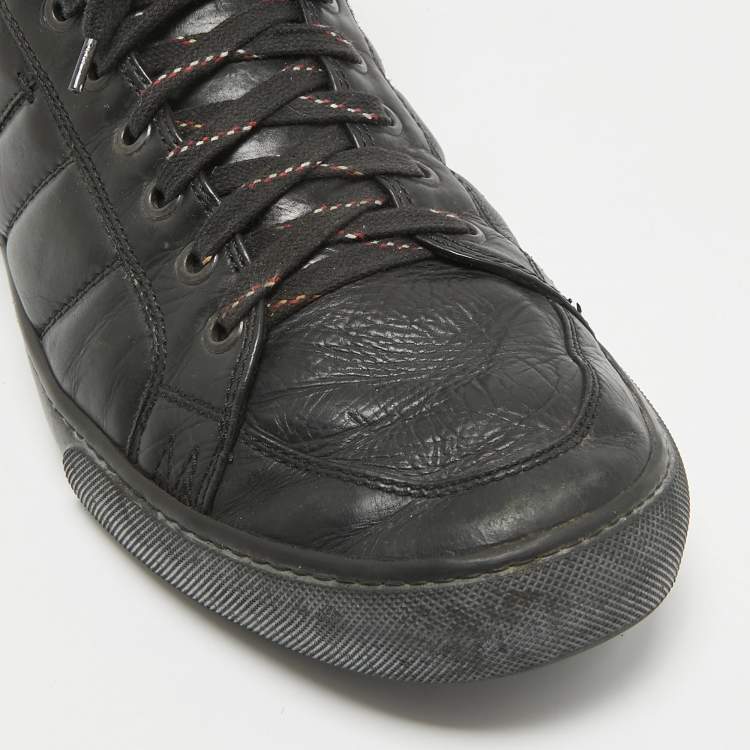 Pre Owned Moncler Black Leather High Top Sneakers Size 44