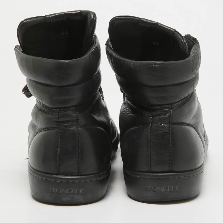 Pre Owned Moncler Black Leather High Top Sneakers Size 44