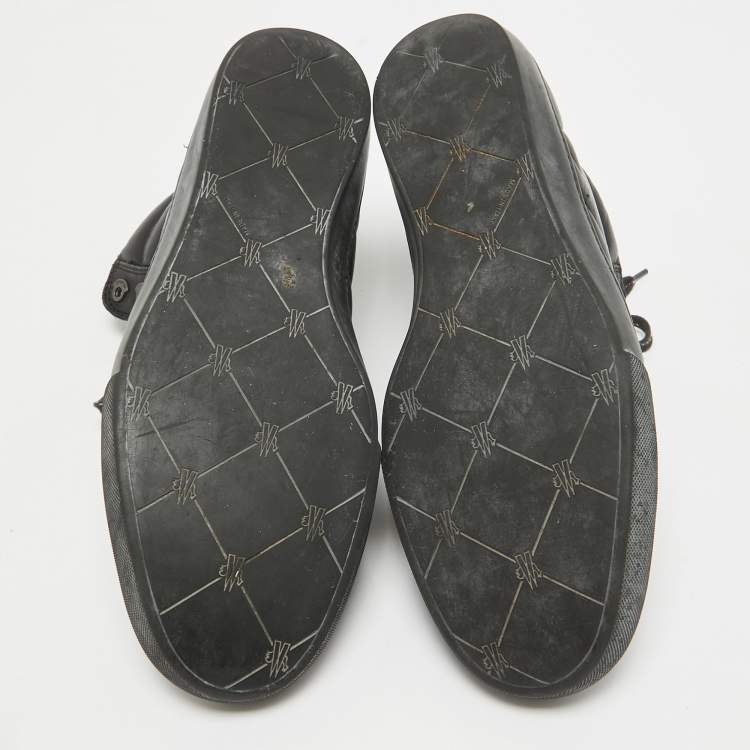 Pre Owned Moncler Black Leather High Top Sneakers Size 44