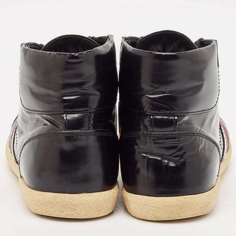 Pre Owned Moncler Black Brushed Leather High Top Sneakers Size 43