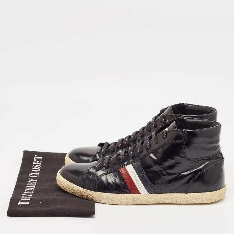 Pre Owned Moncler Black Brushed Leather High Top Sneakers Size 43