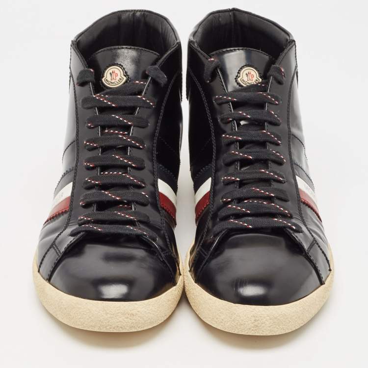 Pre Owned Moncler Black Brushed Leather High Top Sneakers Size 43