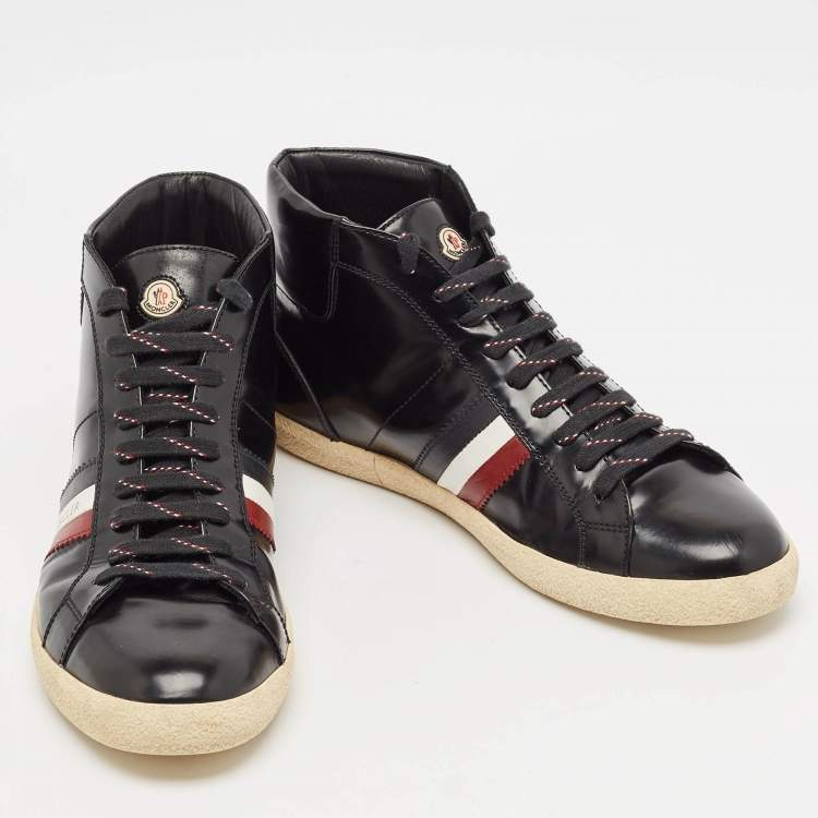 Pre Owned Moncler Black Brushed Leather High Top Sneakers Size 43