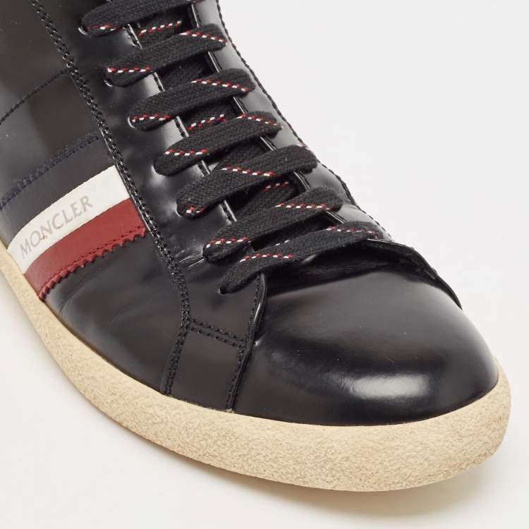 Pre Owned Moncler Black Brushed Leather High Top Sneakers Size 43