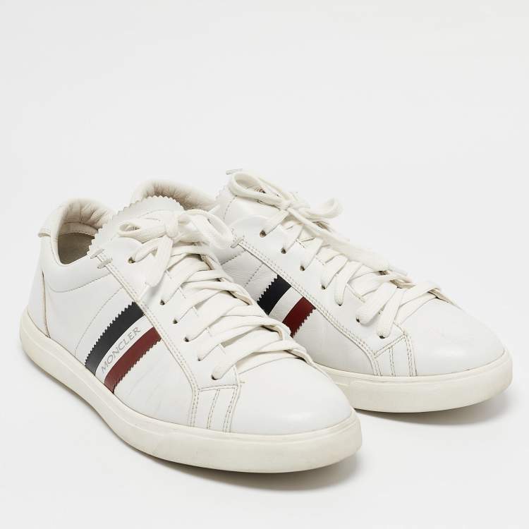 Pre Owned Moncler White Leather Monaco Lace Up Sneakers Size 42