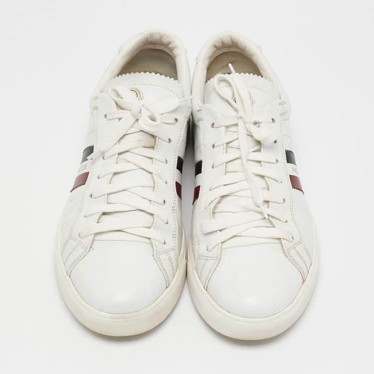 Pre Owned Moncler White Leather Monaco Lace Up Sneakers Size 42