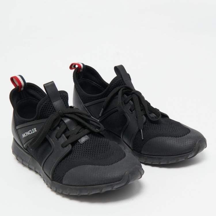 Pre Owned Moncler Black Neoprene And Rubber  Emilien Lace-Up Sneakers Size 42